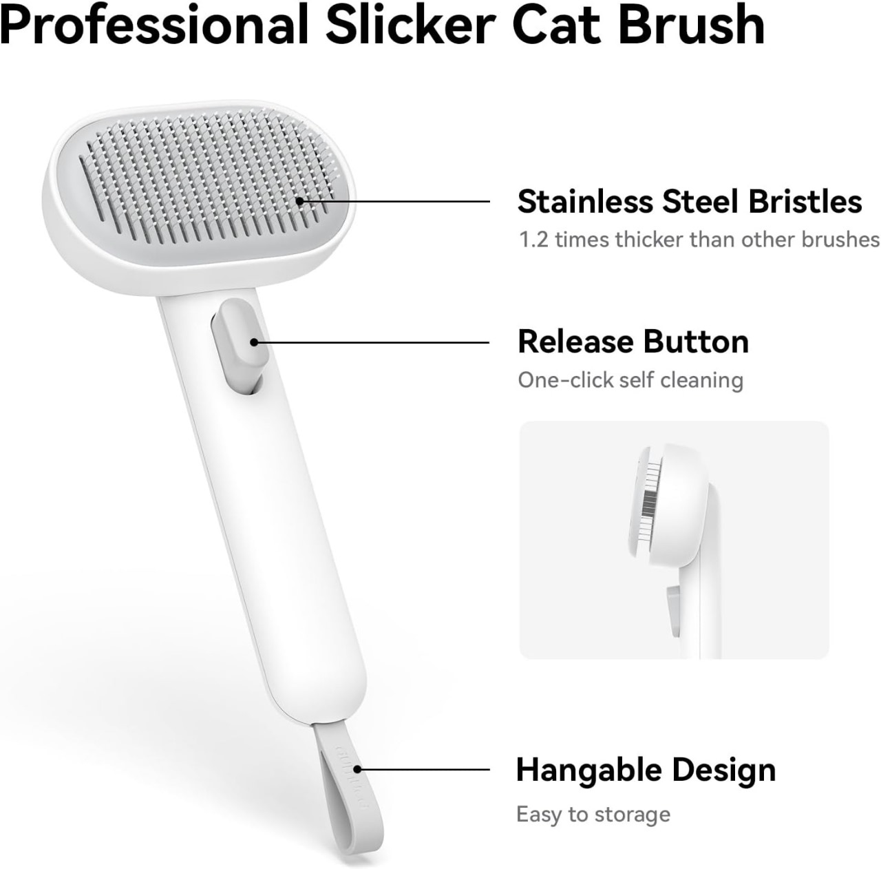 aumuca Cat Brush for Shedding and Grooming, Self Cleaning Slicker Brush for Short or Long Haired Cats, Pet Dog Hair Brush for Puppy Kitten Massage Removes Loose Undercoat, Mats, Tangled Hair, Shed Fur - Image 2