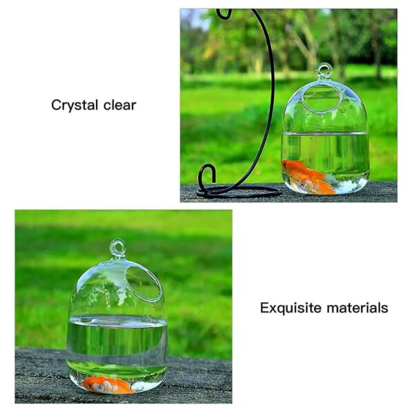 Desk Hanging Fish Tank Bowl with Stand - Image 2