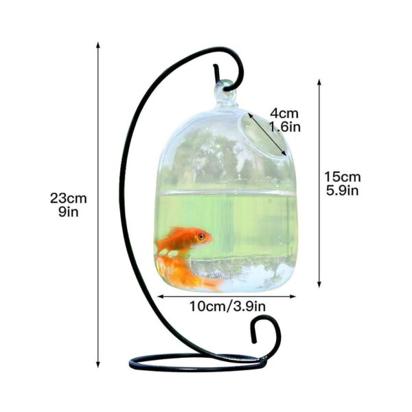 Desk Hanging Fish Tank Bowl with Stand - Image 3